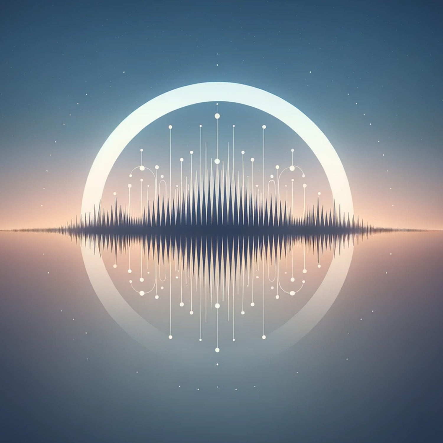 a minimalist sound wave pattern against a serene gradient background, symbolizing the pure and undistorted nature of the frequencies in the collection.