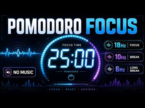 Pomodoro Focus Timer | 3 Hours of Pure Isochronic Tones, No Music